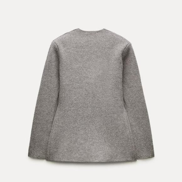 ZARA WOOL BLEND PEPLUM KNIT BLAZER - Picture 4 of 7